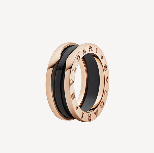 [Star Jewelry]ZERO 1 TWO-BAND LOOPS AND BLACK CERAMIC PINK GOLD RING