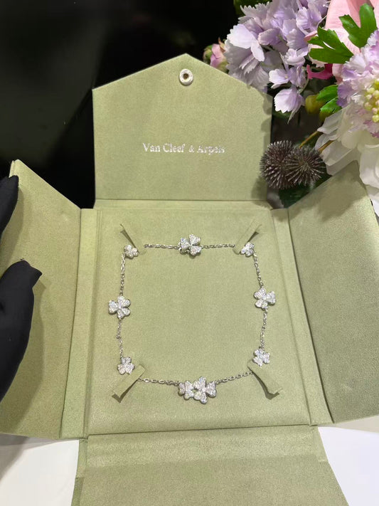 [Star Jewelry]CLOVER 10 MOTIFS  FULL DIAMOND NECKLACE