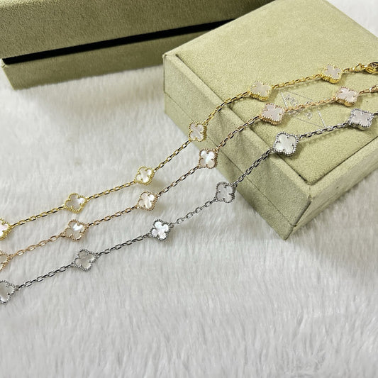 [Star Jewelry]CLOVER 6 MOTIF WHITE MOP BRACELET