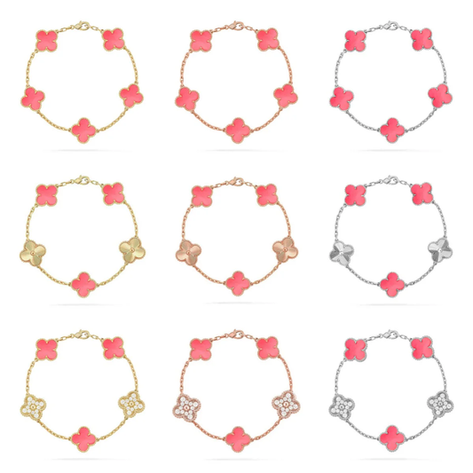 [Star Jewelry] CLOVER 5 MOTIFS  PINK MOP BRACELET COLLECTION